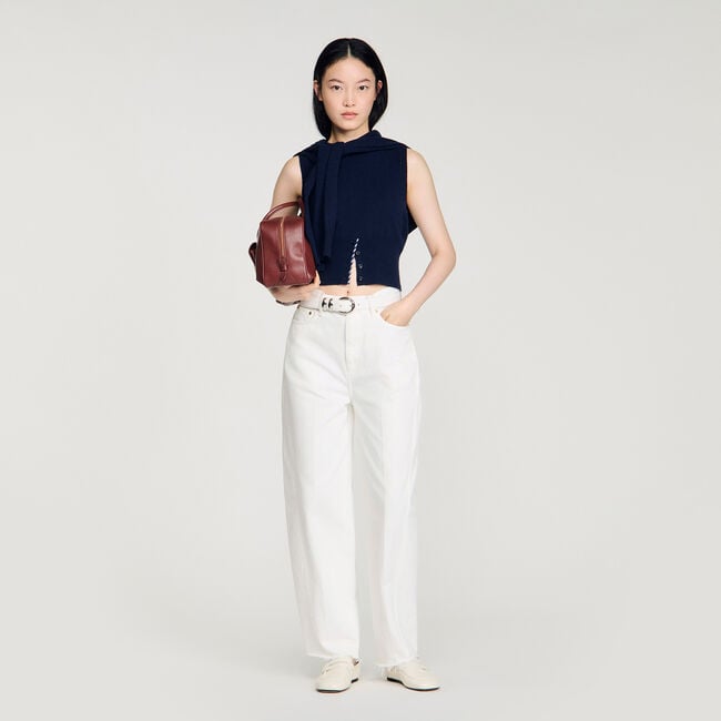 Korte gestreepte trui wol/kasjmier