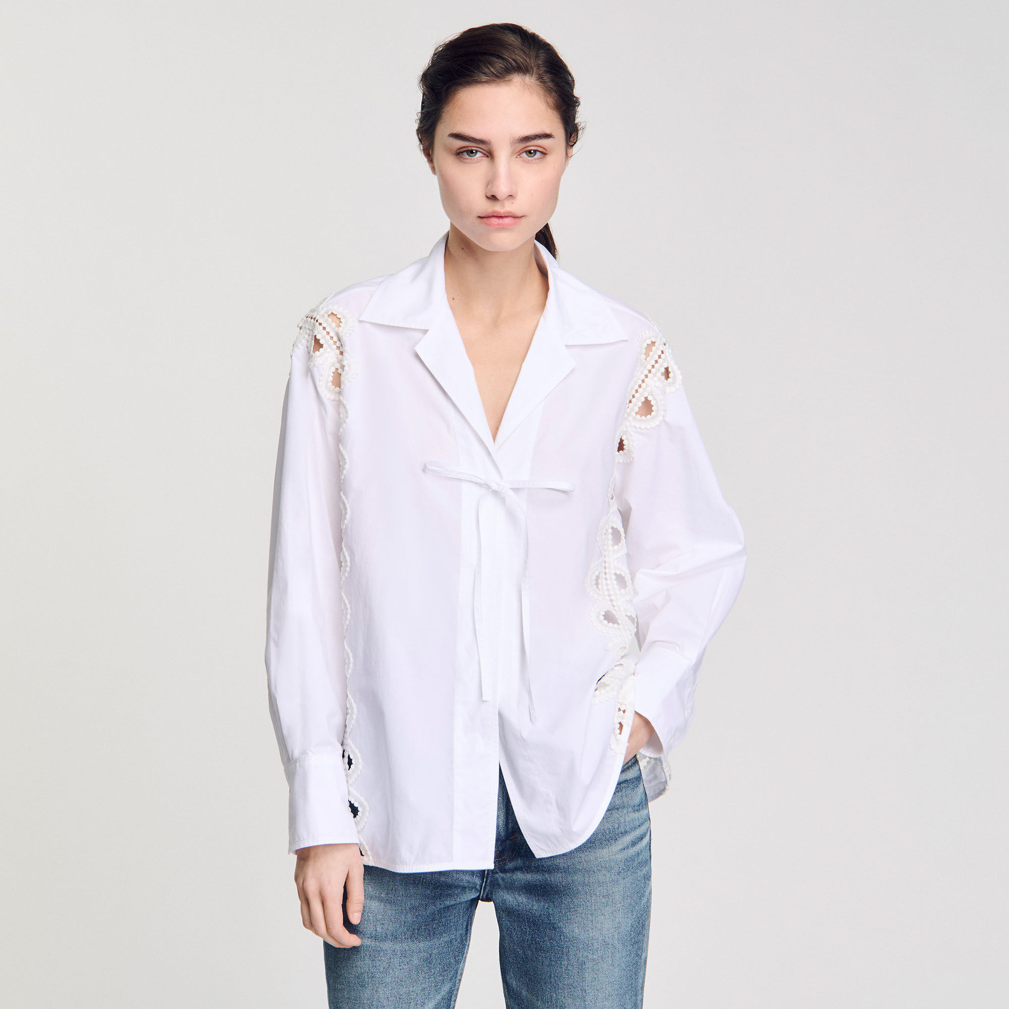 Overhemdblouse van popeline