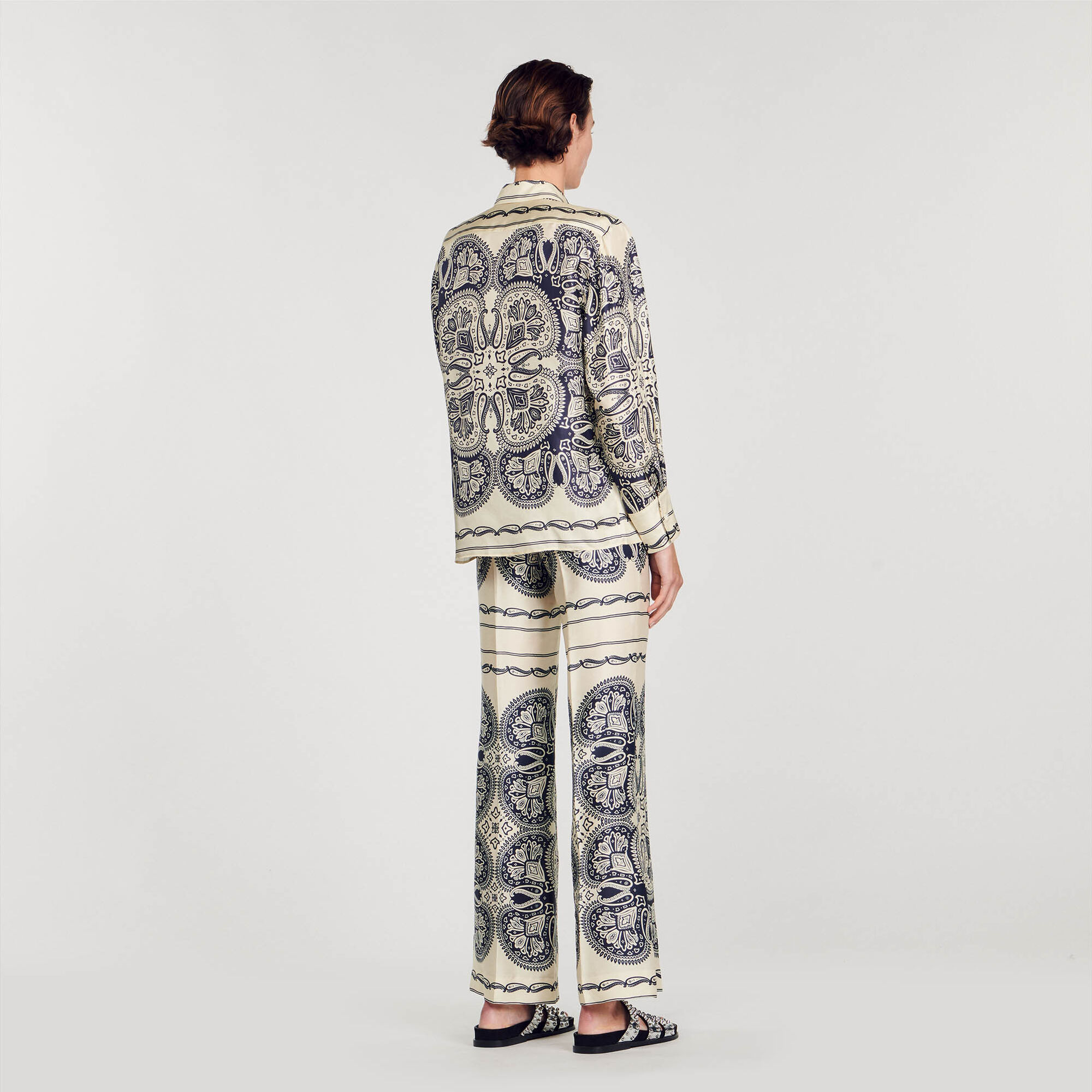 Overhemdblouse zijde met print