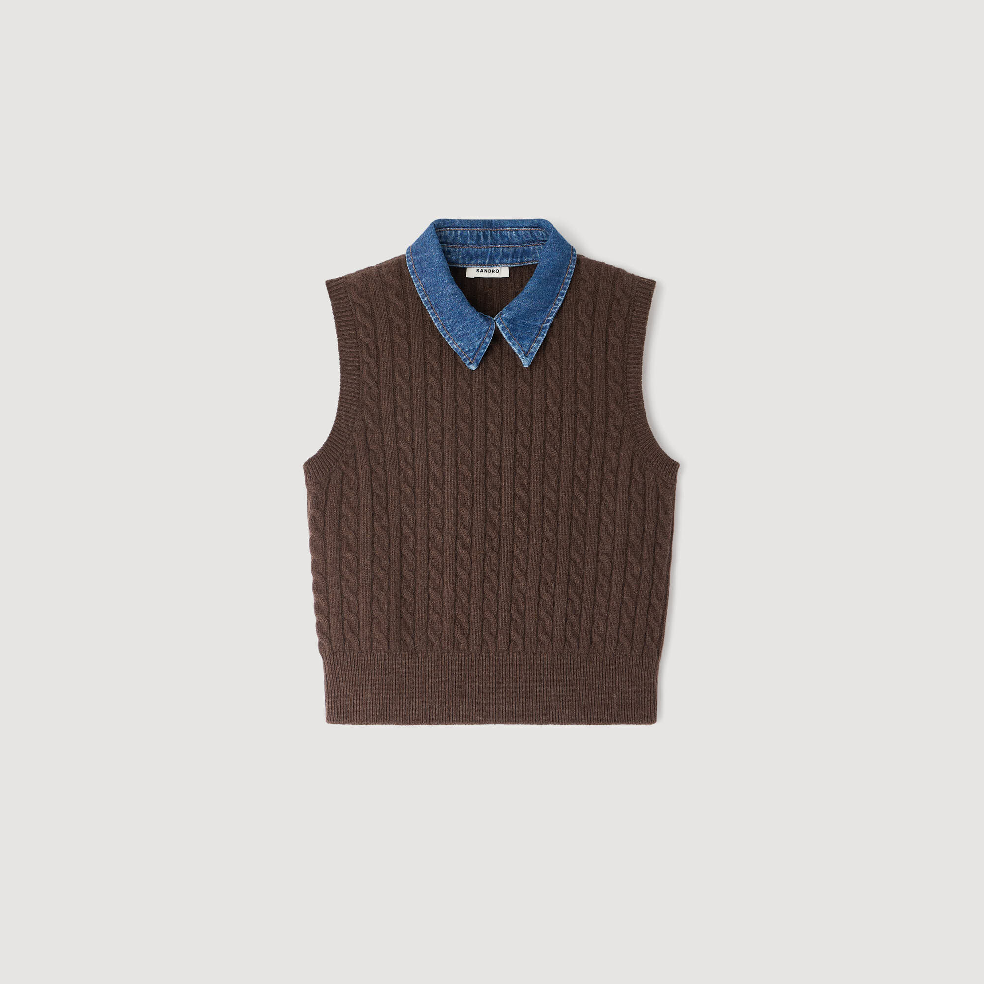 Trui van tricot en denim