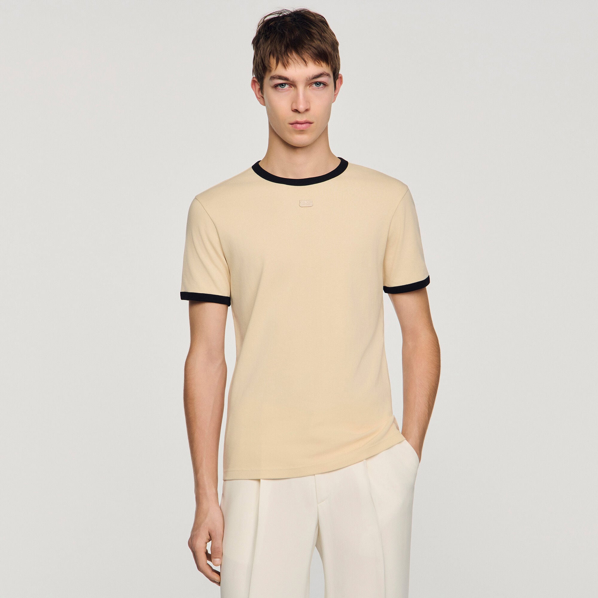 T-shirt tweekleurig met patch