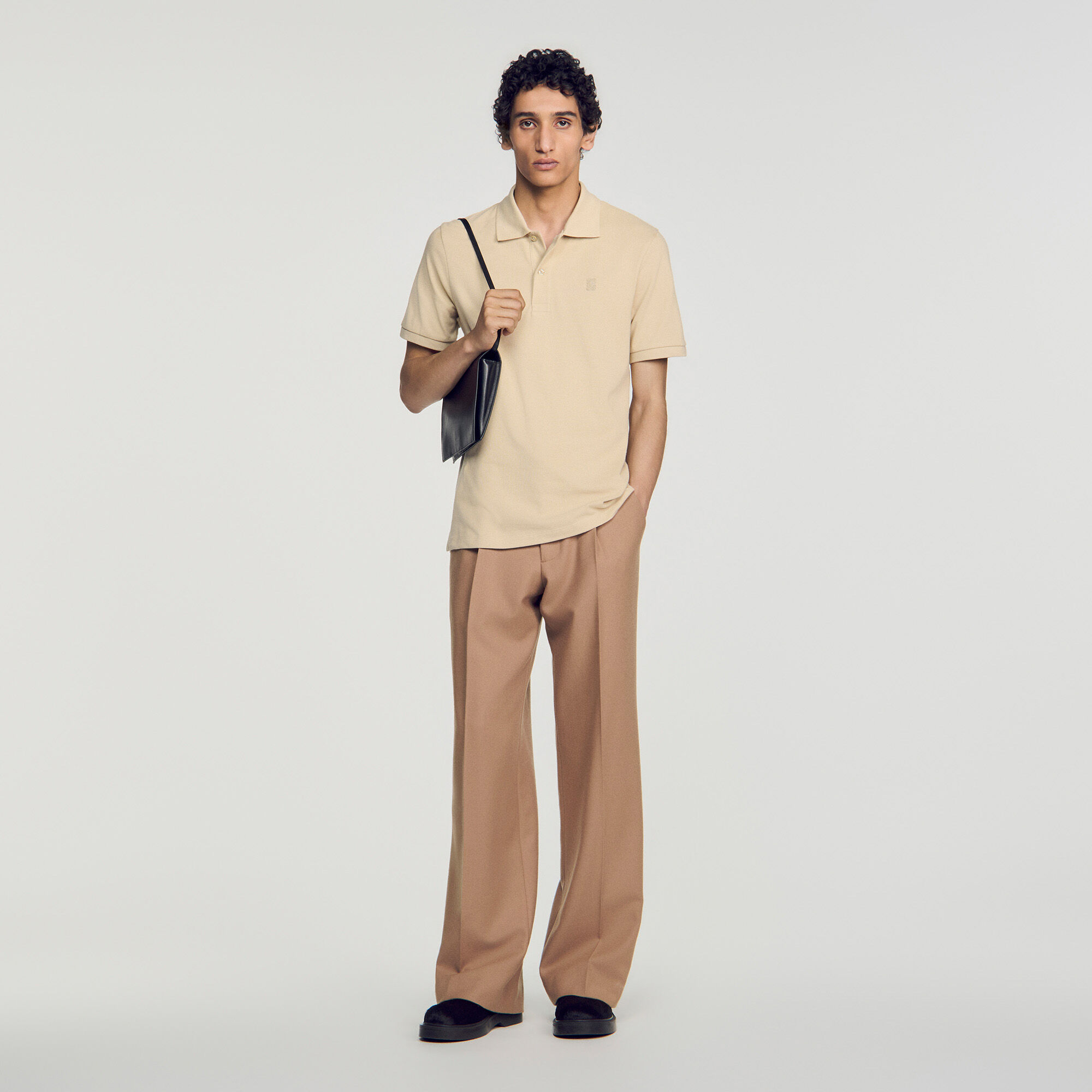 Katoenen polo met leren logo