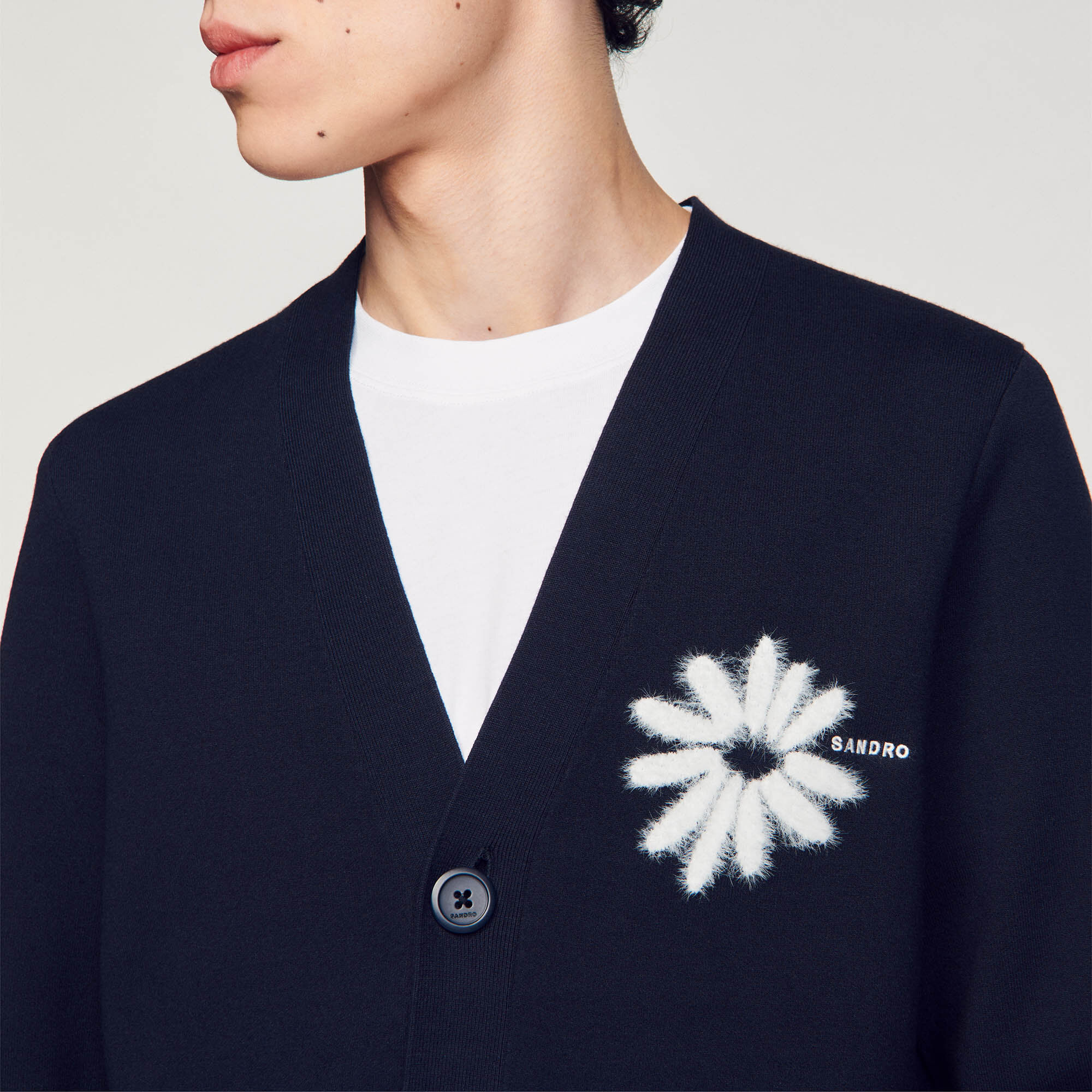 Cardigan vest gebreid jacquard bloemen