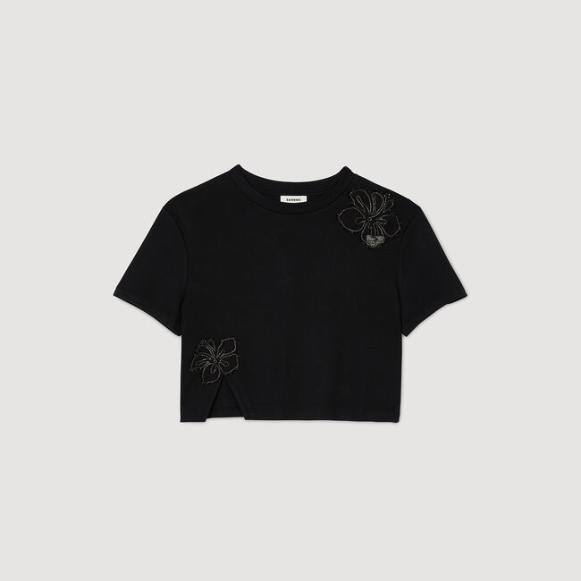 T-shirt geborduurde bloem