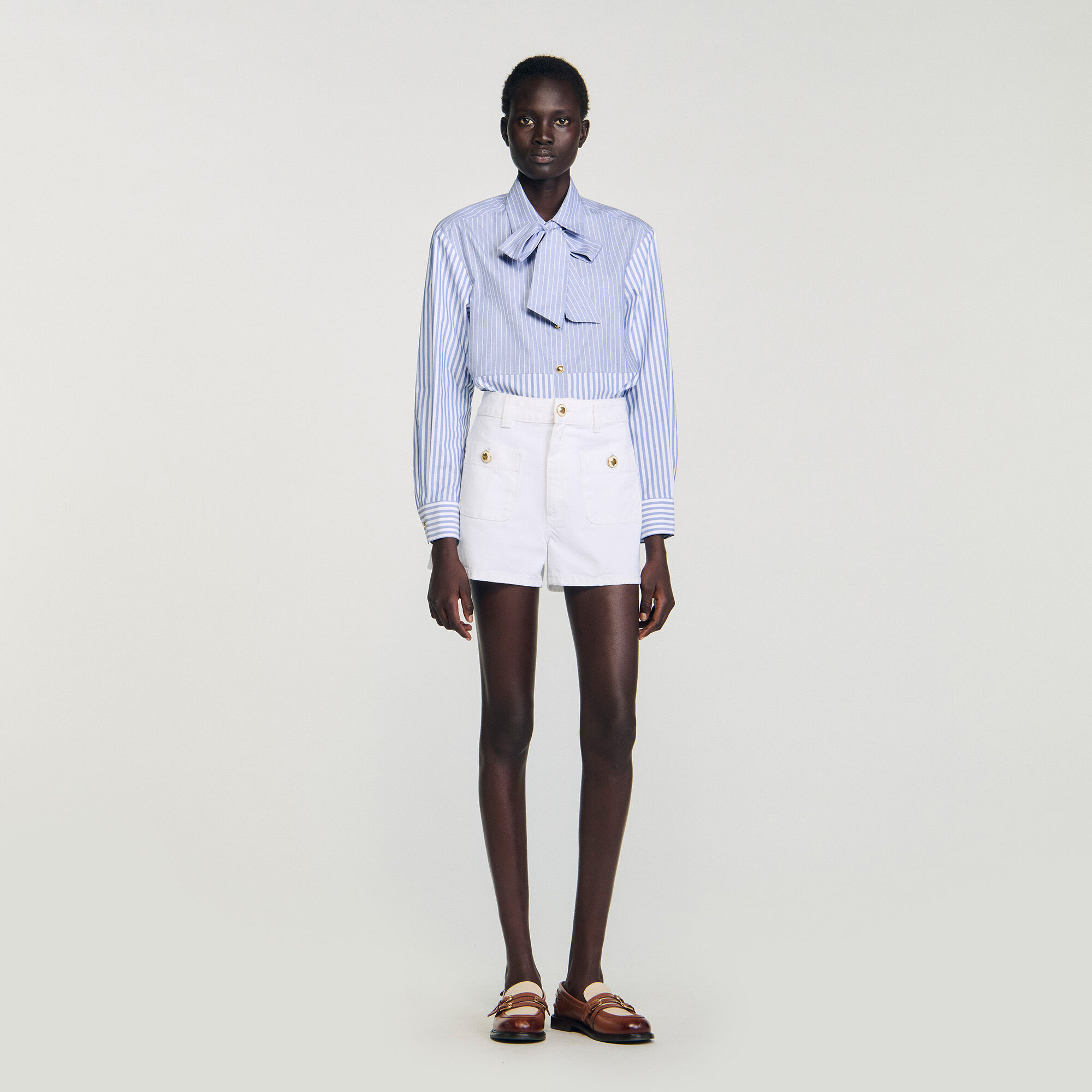 Overhemdblouse stropdas strepen