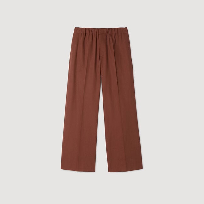 Wijdvallende katoenen broek met elastiek