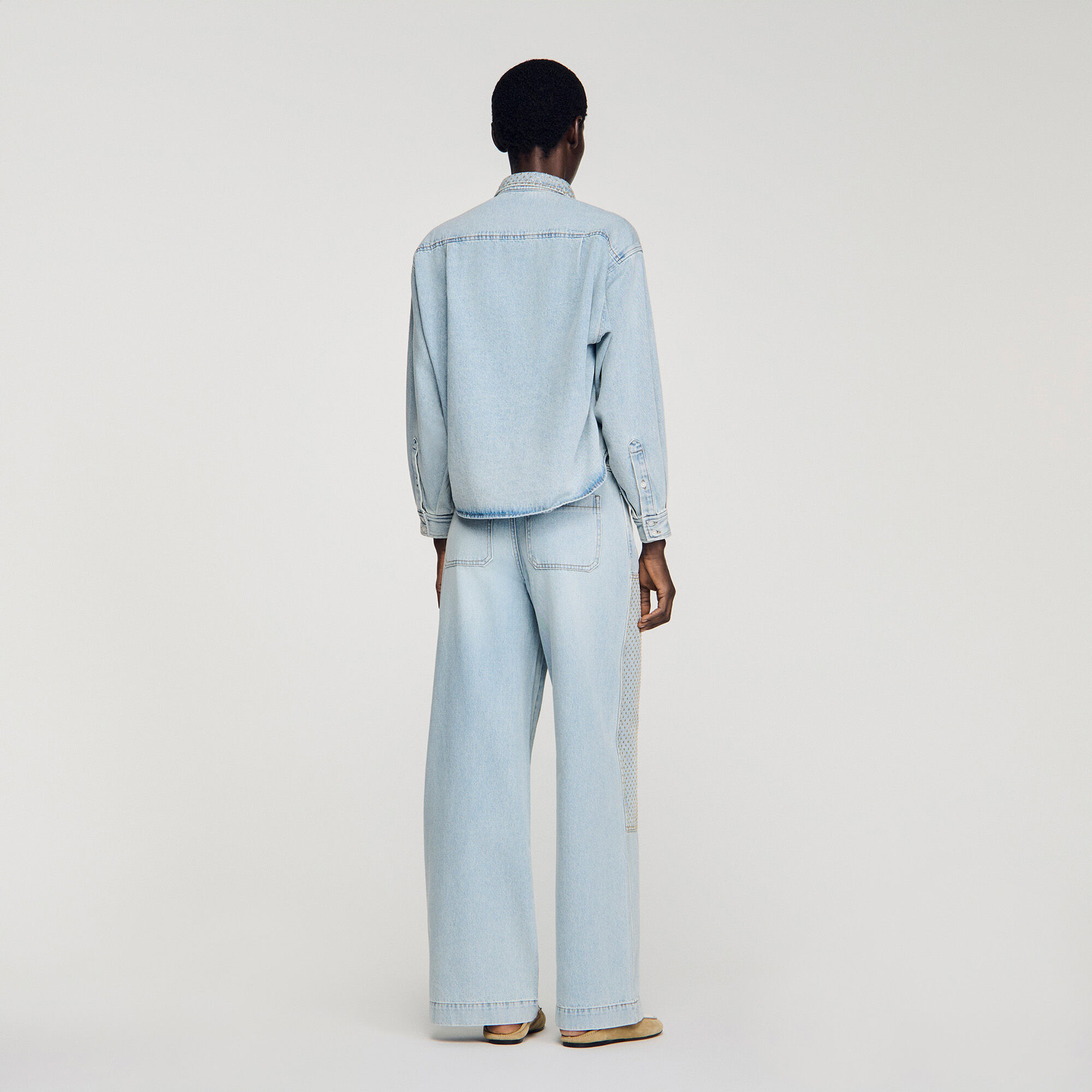 Korte spijkerblouse met stras