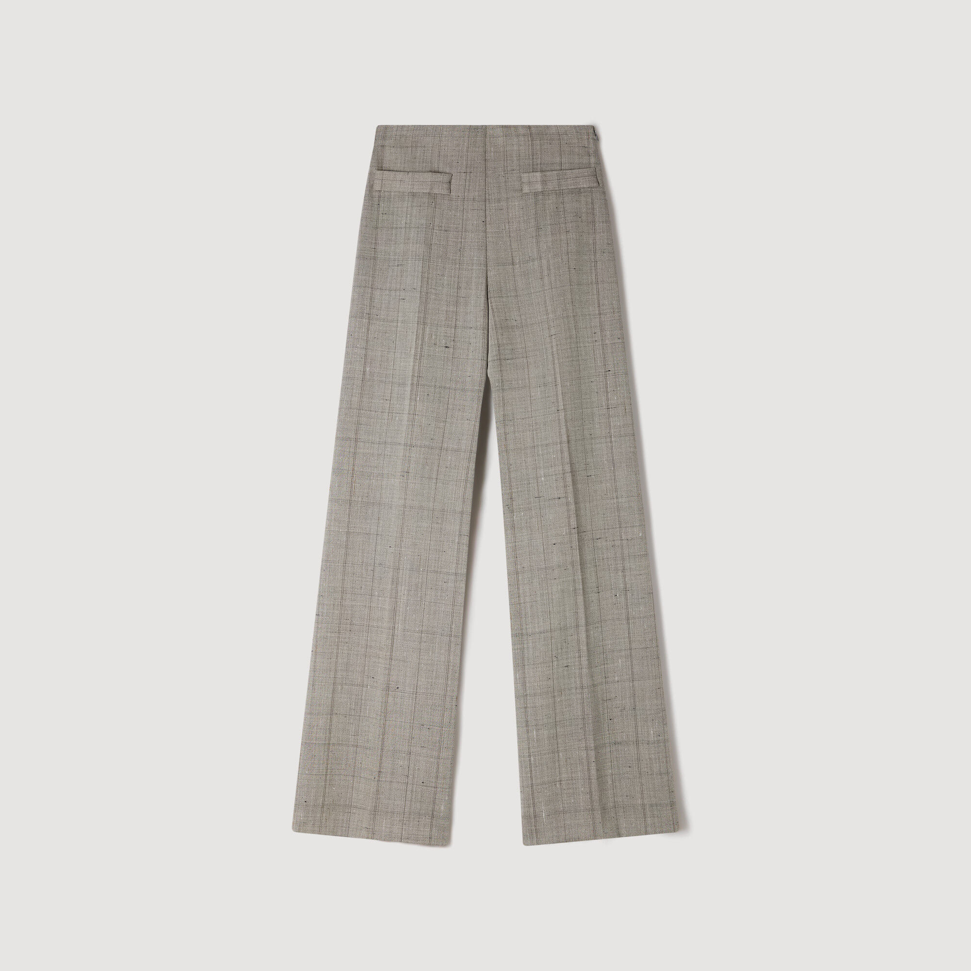 Wijdvallende wollen broek met ruit