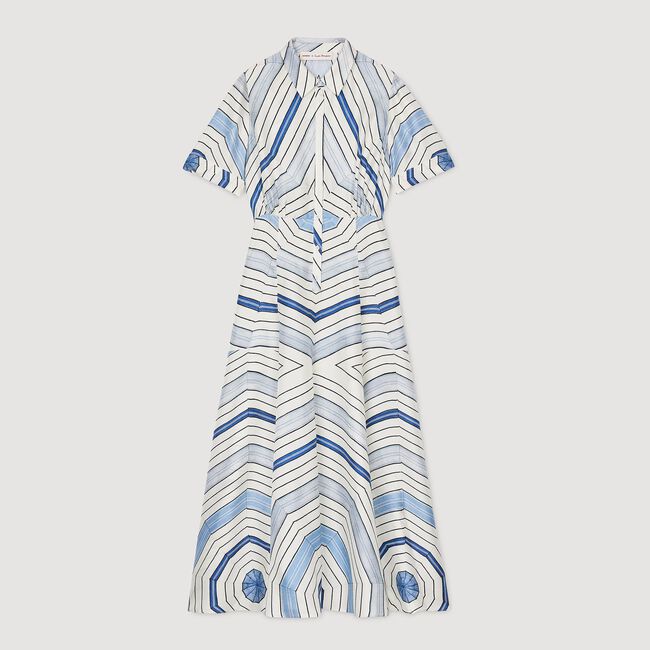 Midi jurk zijde Spirales print