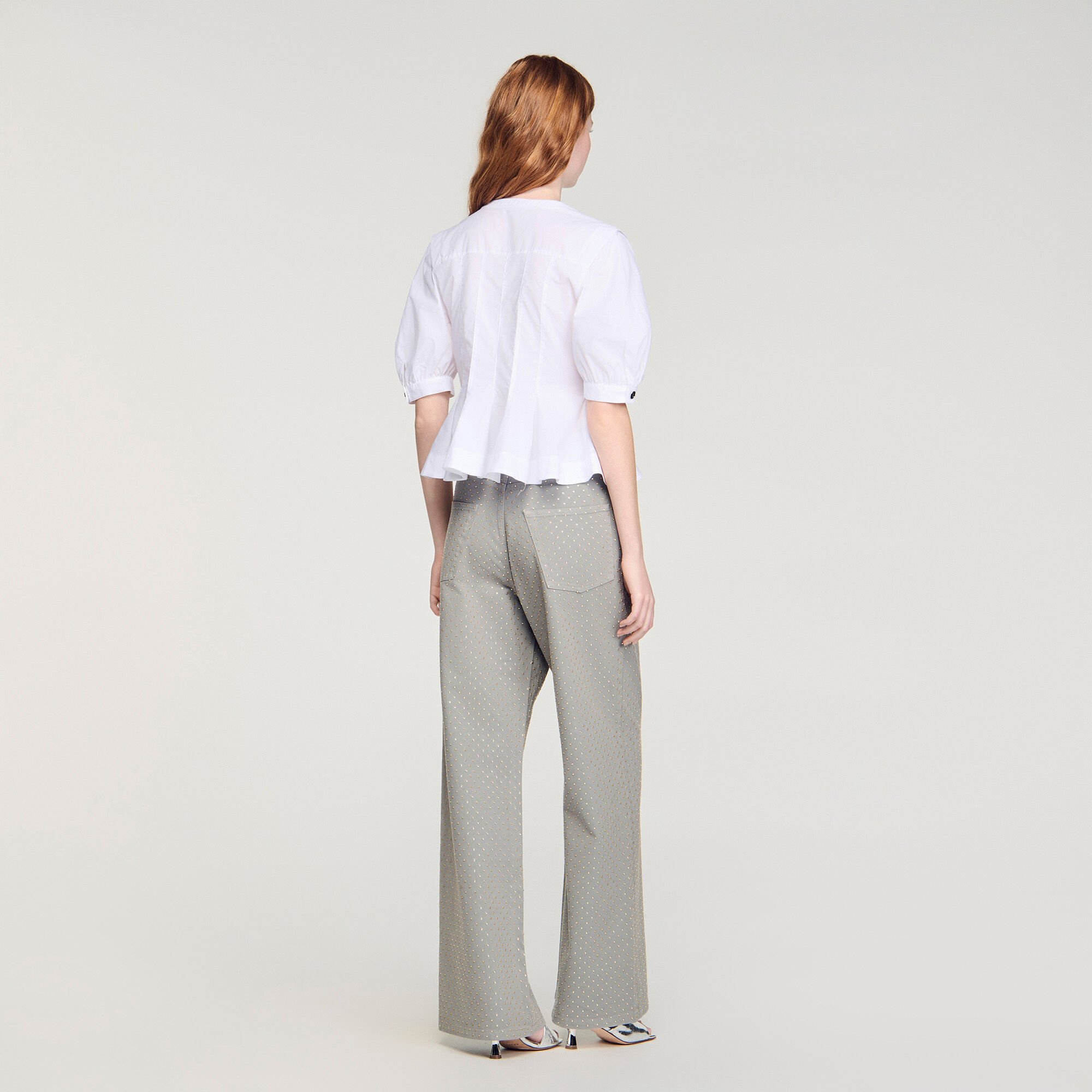 Overhemdblouse met rits en peplum