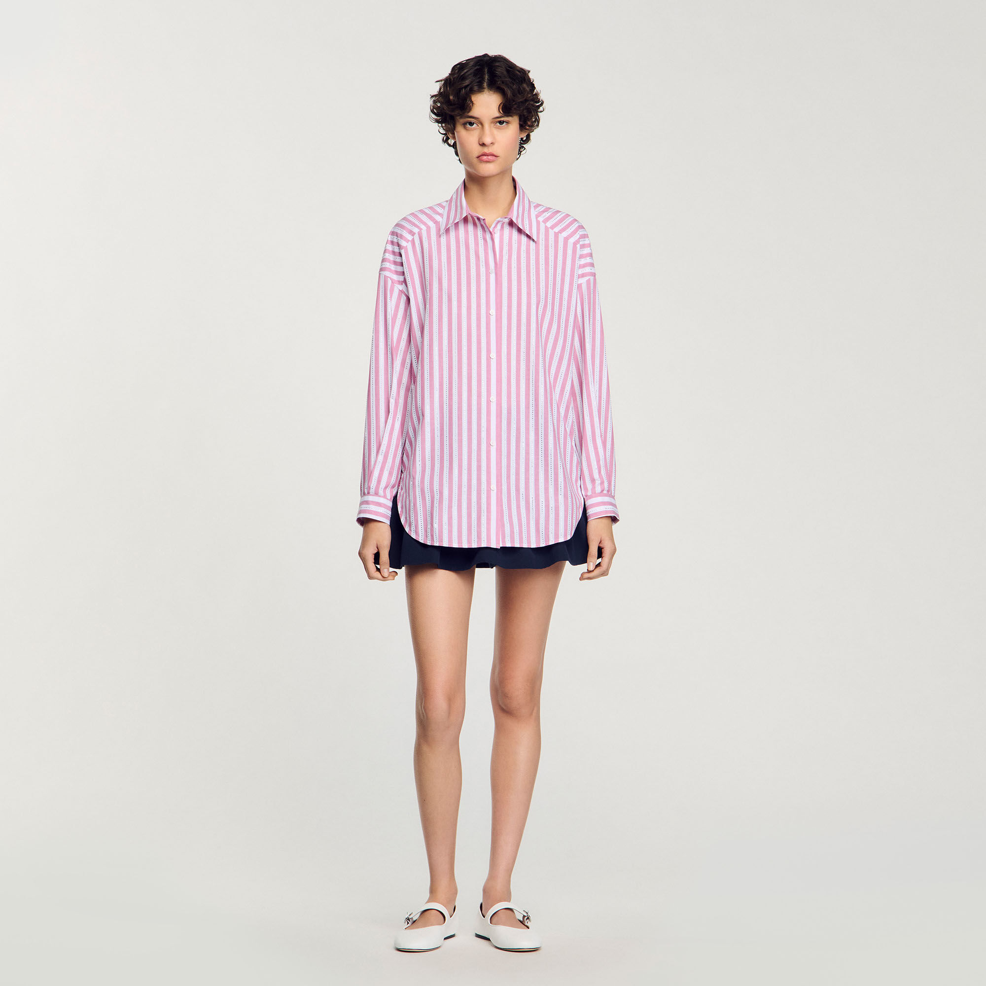 Overhemdblouse gestreept met stras
