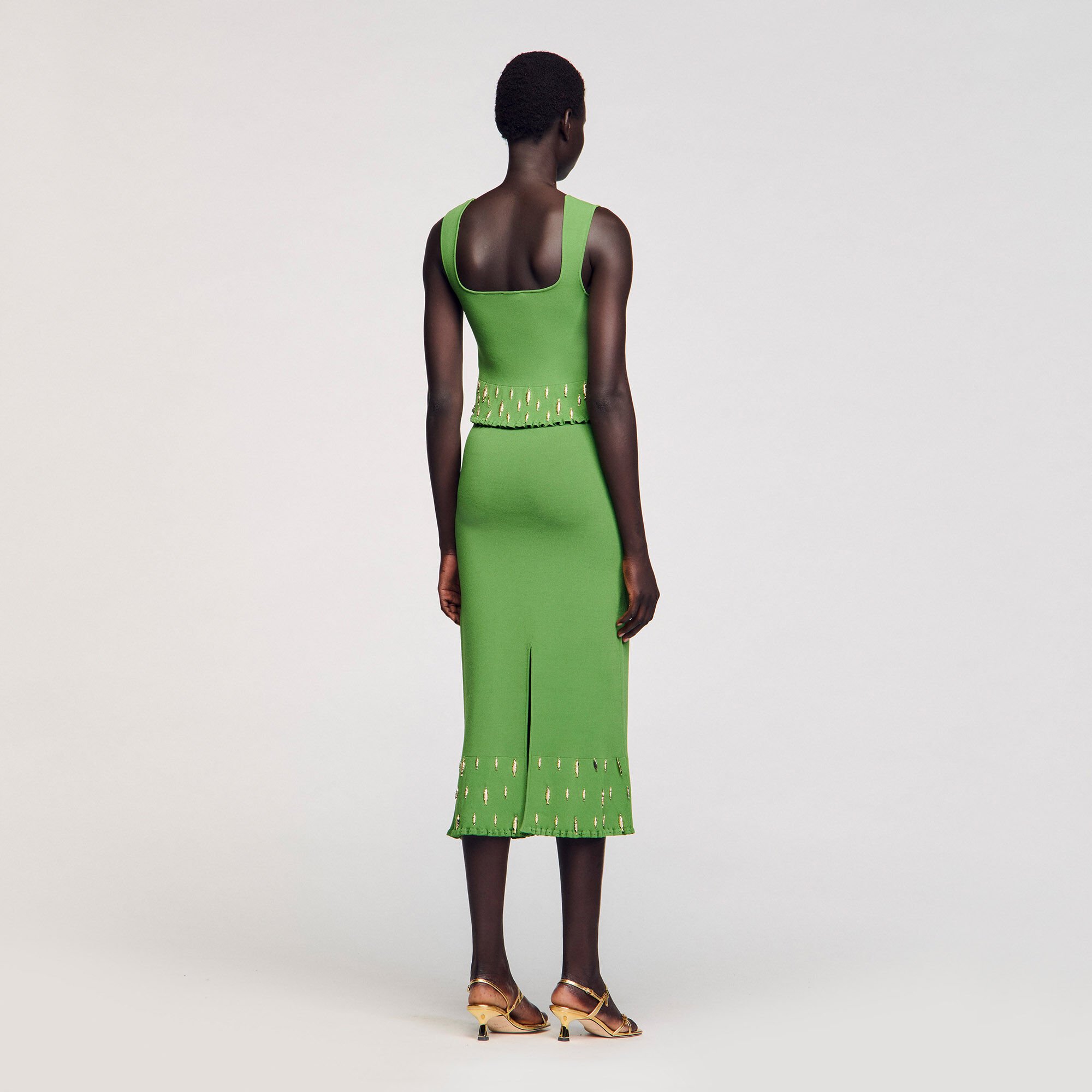 Lange rok tricot met kwastjes