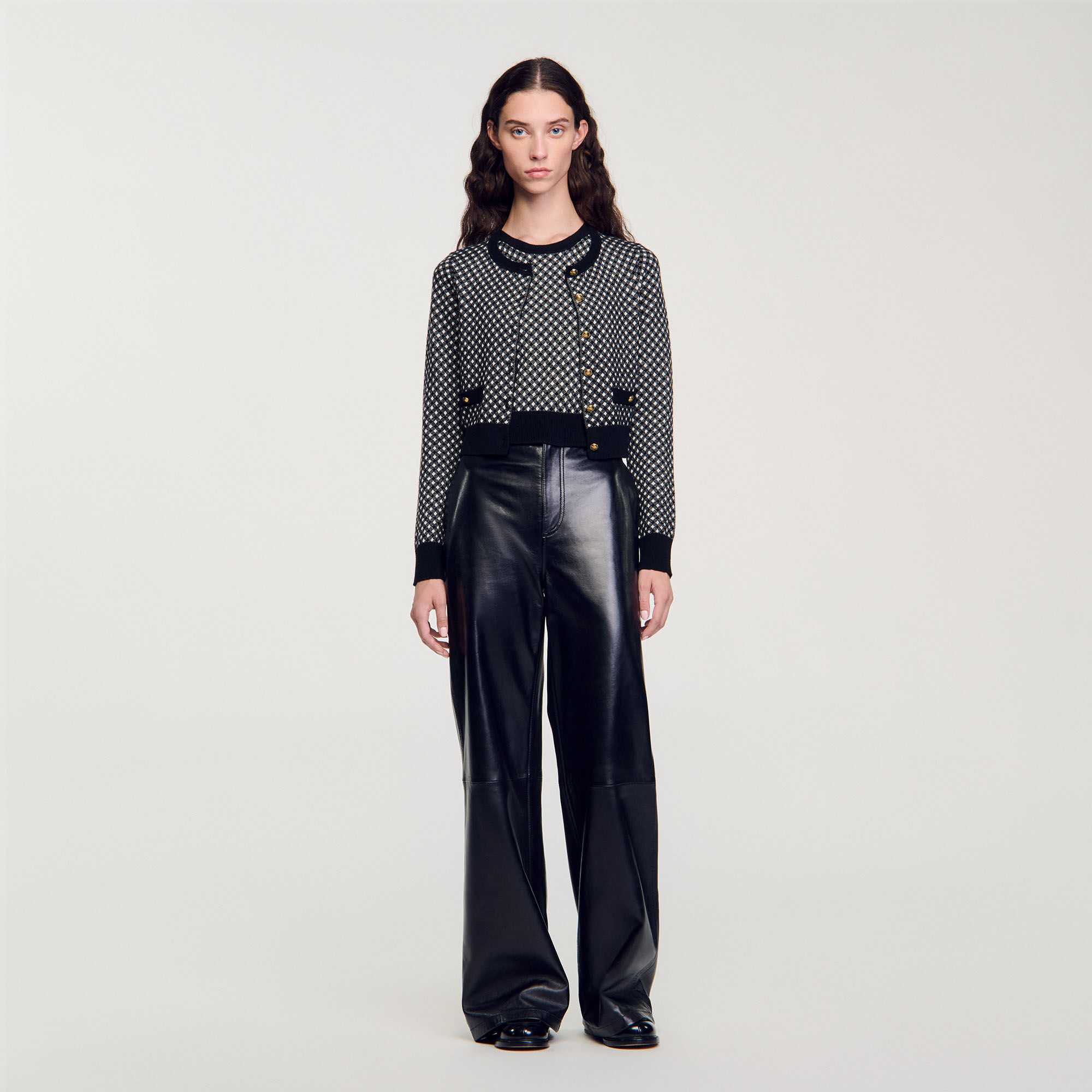 Cardigan vest geruit jacquard