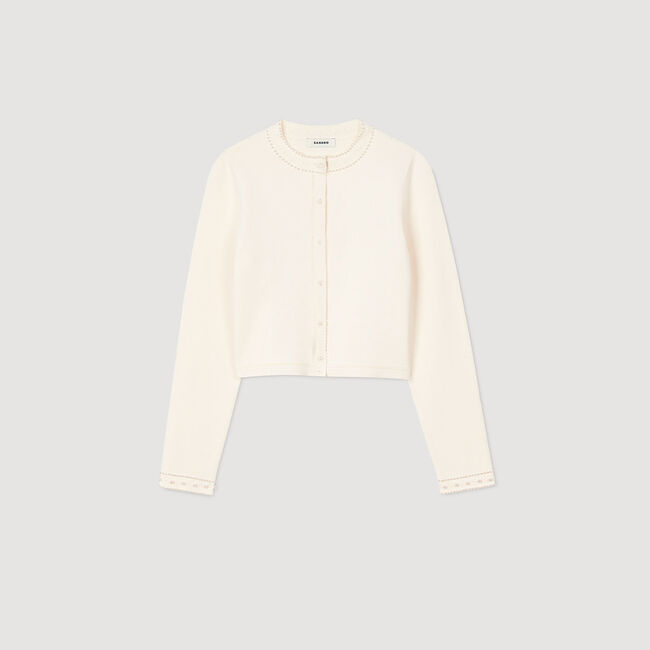 Cardigan vest kort met parels