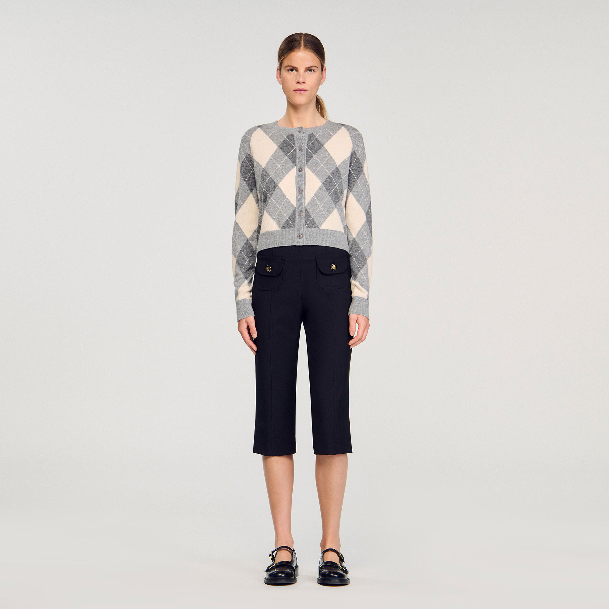 Cardigan vest met ruitmotief
