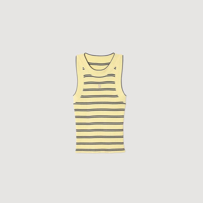 Gestreepte gebreide singlet