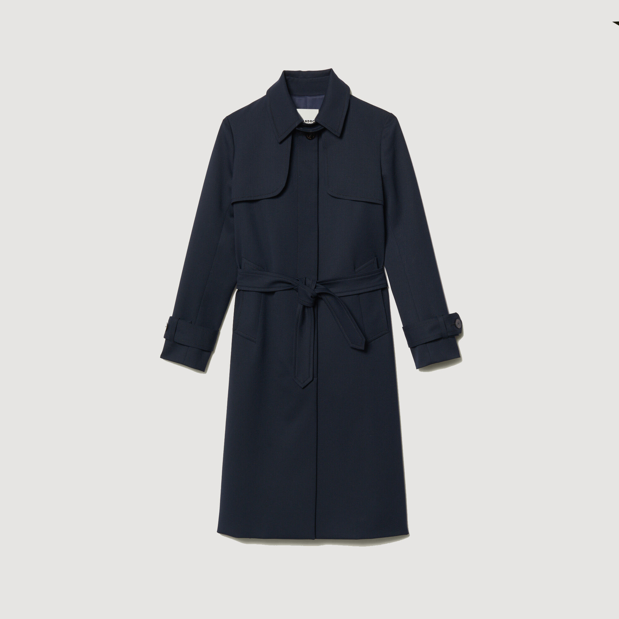 Trenchcoat met geplooid inzetstuk