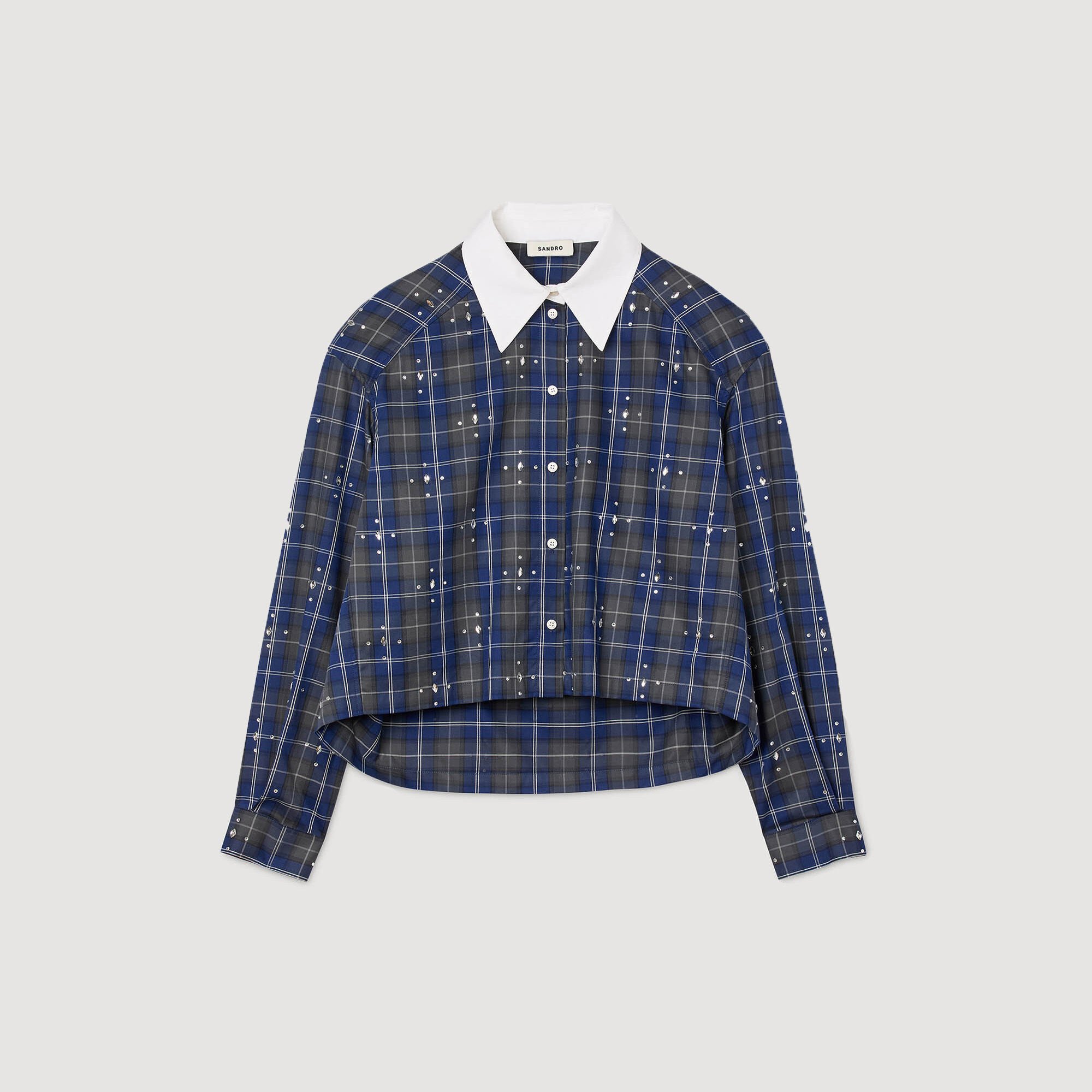 Overhemdblouse geruit met stras