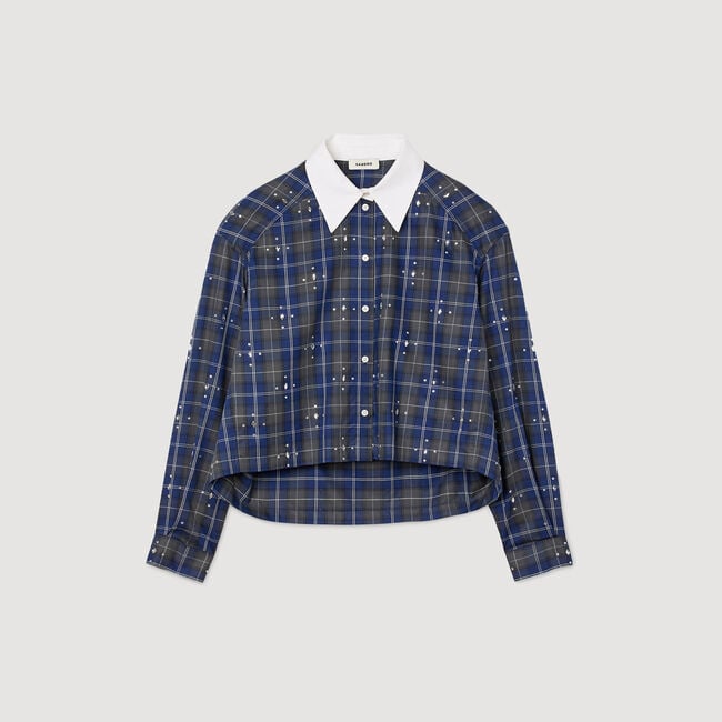 Overhemdblouse geruit met stras