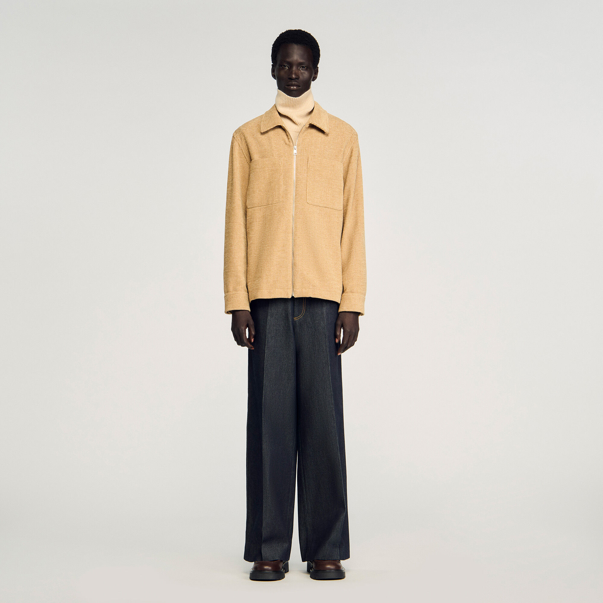 Overshirt van ribfluweel