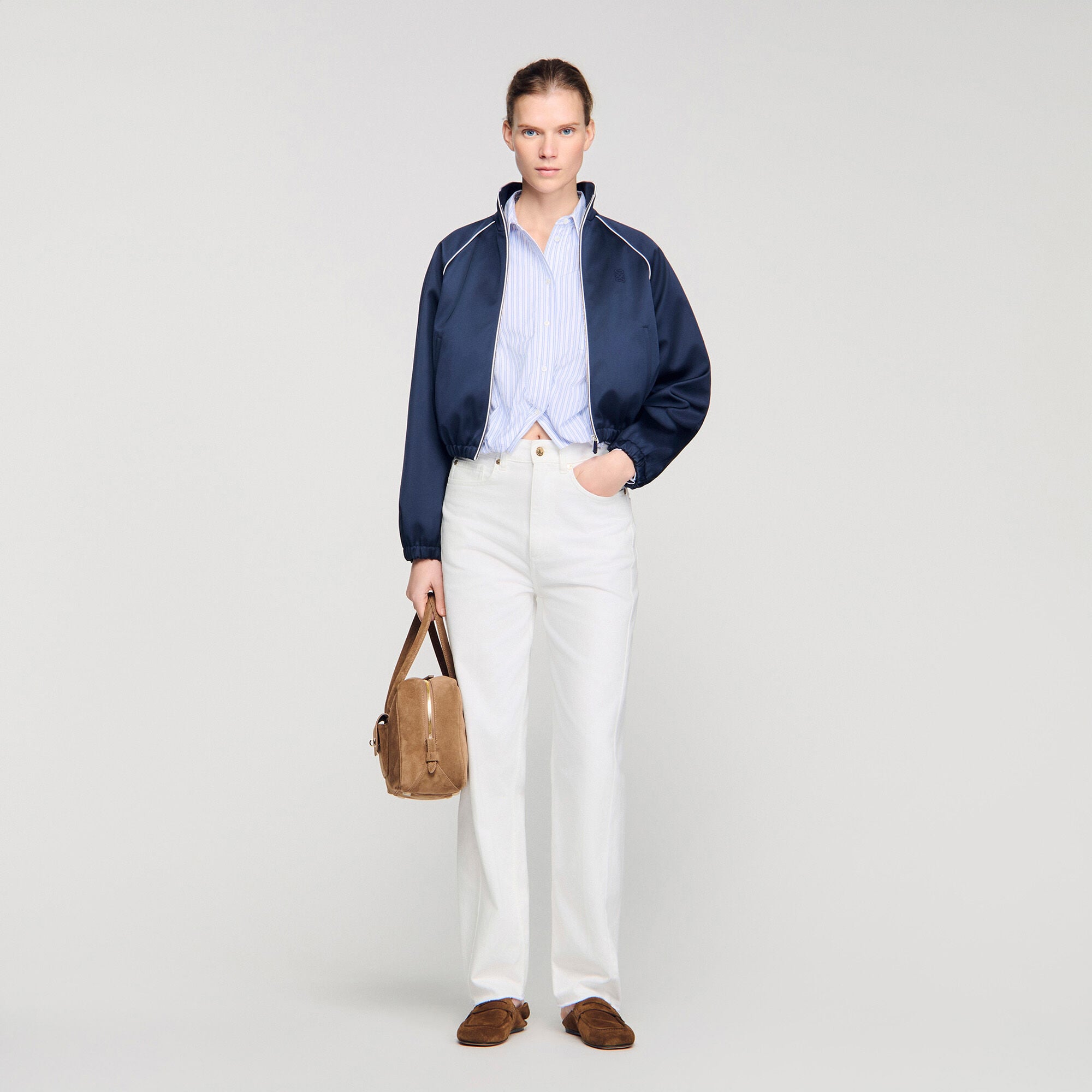 Korte overhemdblouse met strepen
