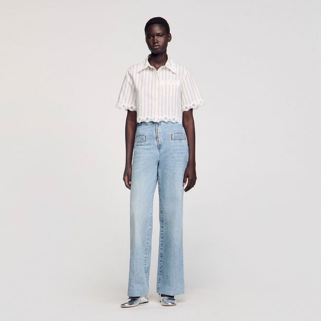 Overhemdblouse kort gestreept