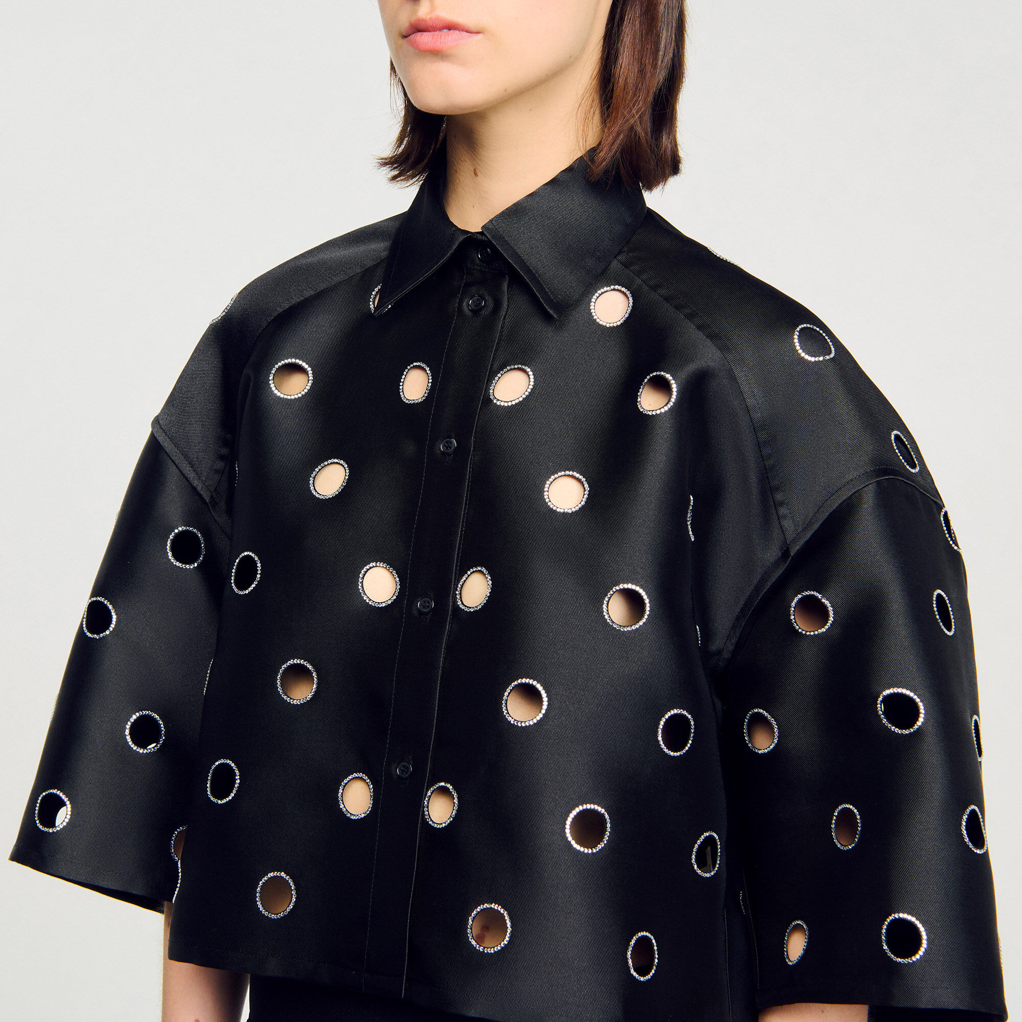 Overhemdblouse met stras
