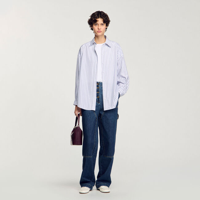 Overhemdblouse gestreept met stras