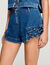 Denim short met volants
