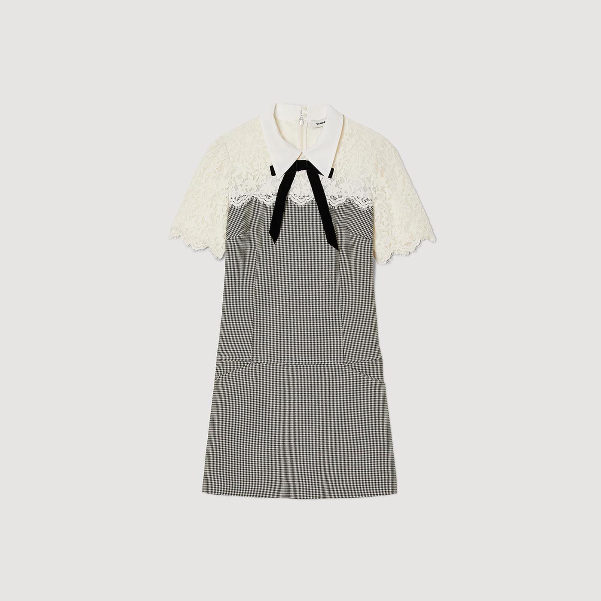 Korte jurk van twee materialen