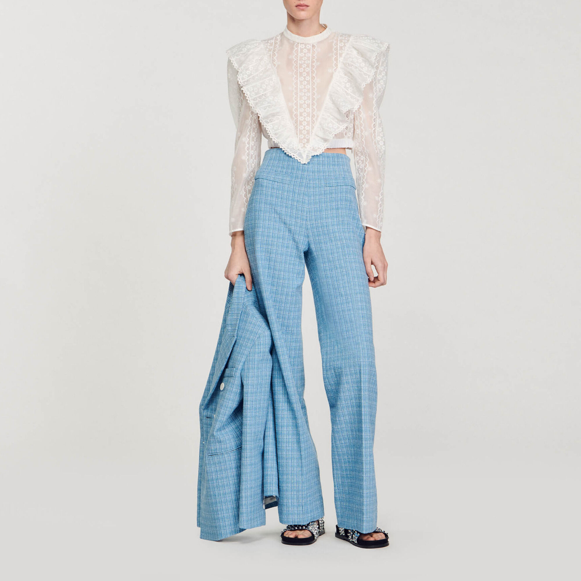 Korte top Broderie Anglaise