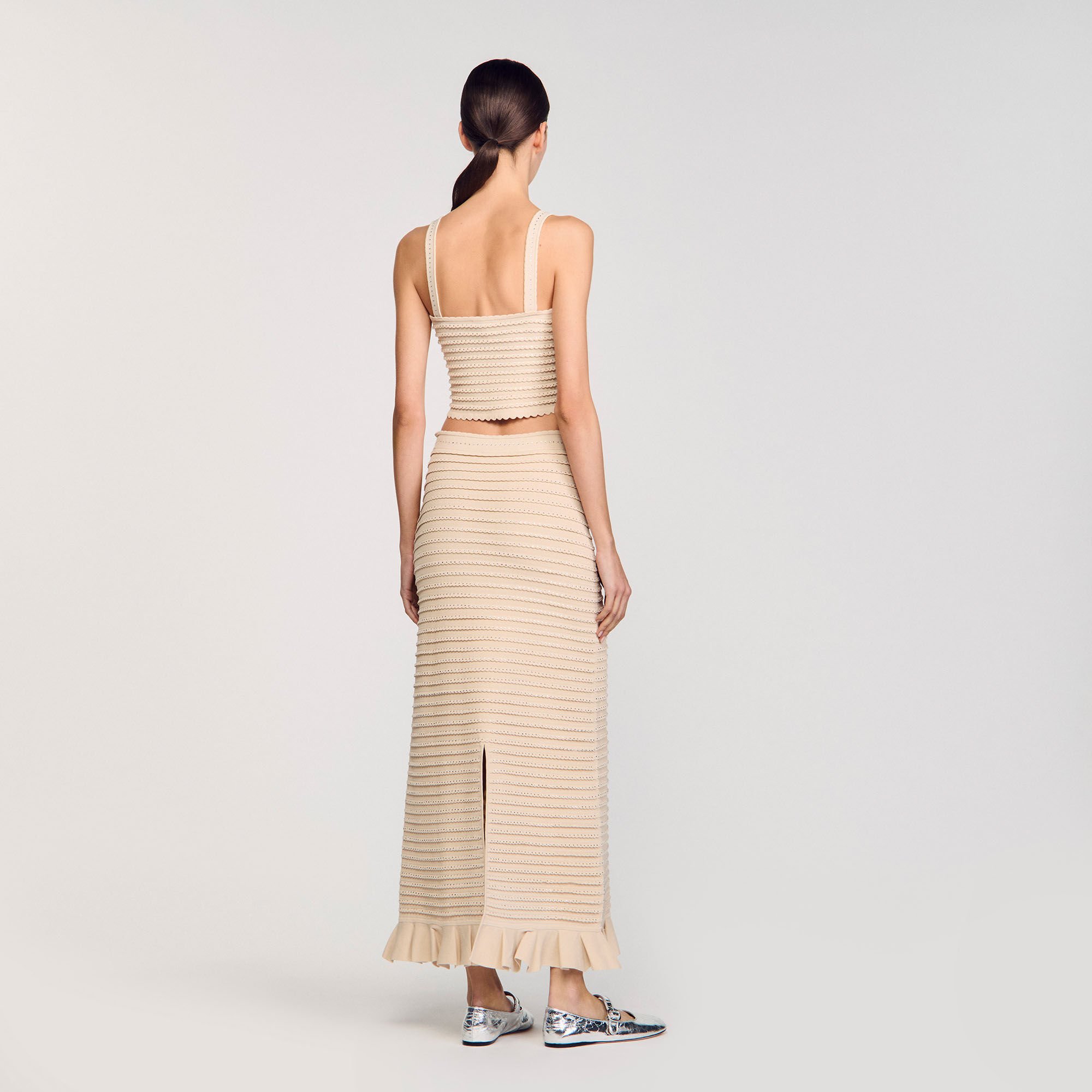 Korte top tricot stras