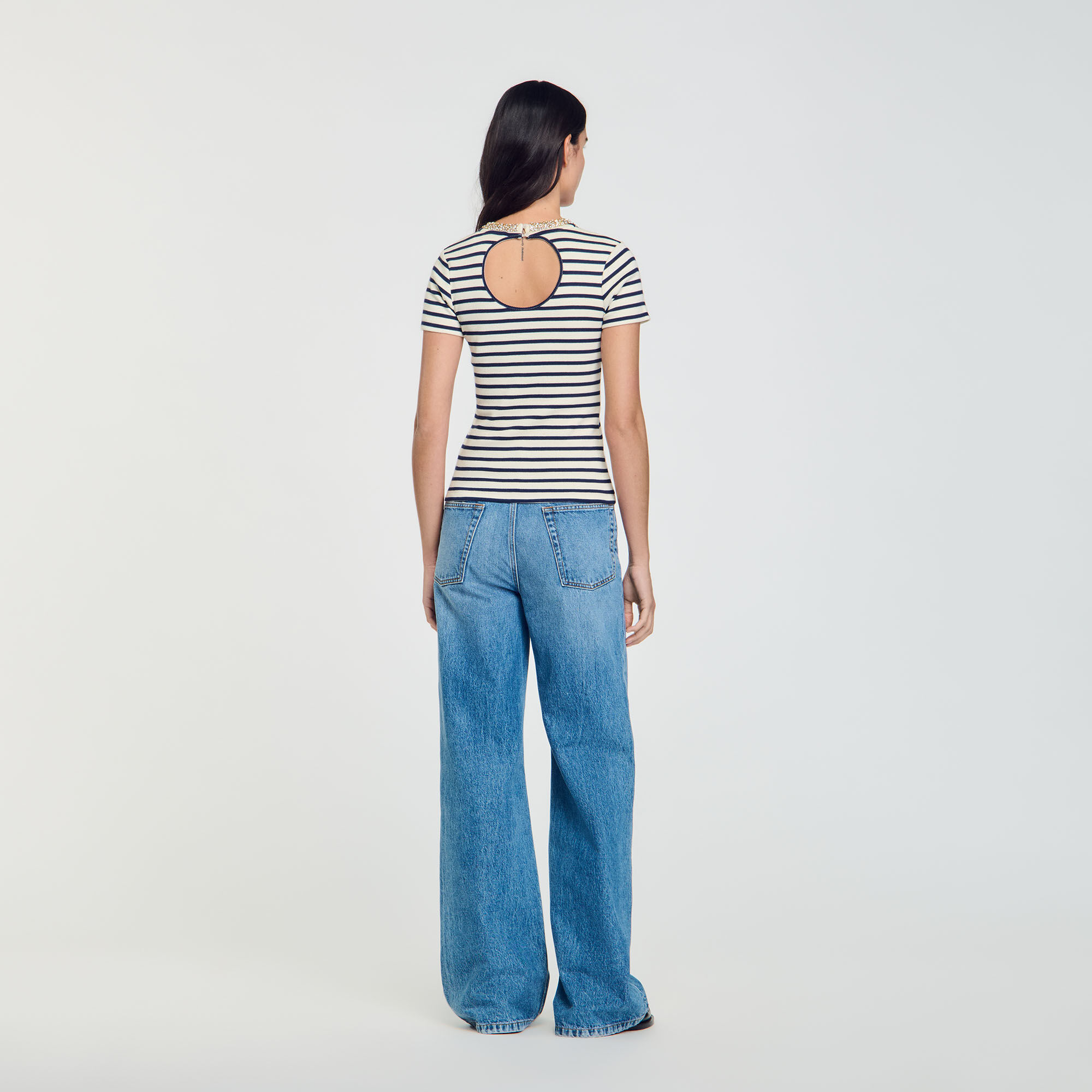 T-shirt gestreept met stras