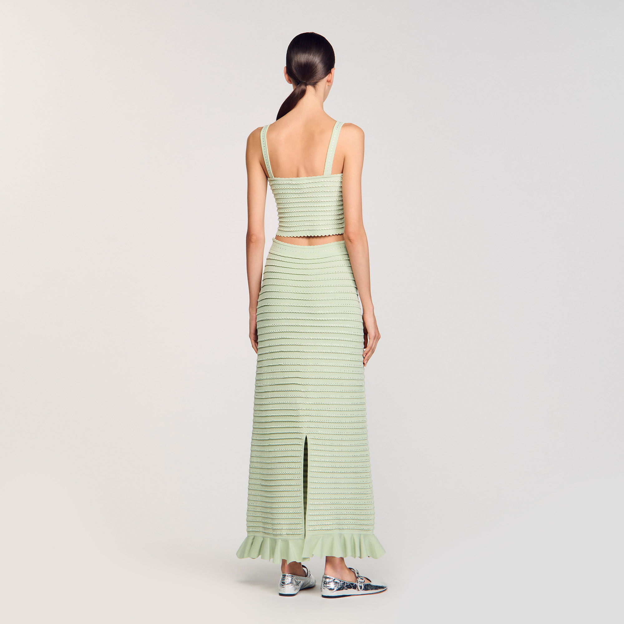 Korte top tricot stras