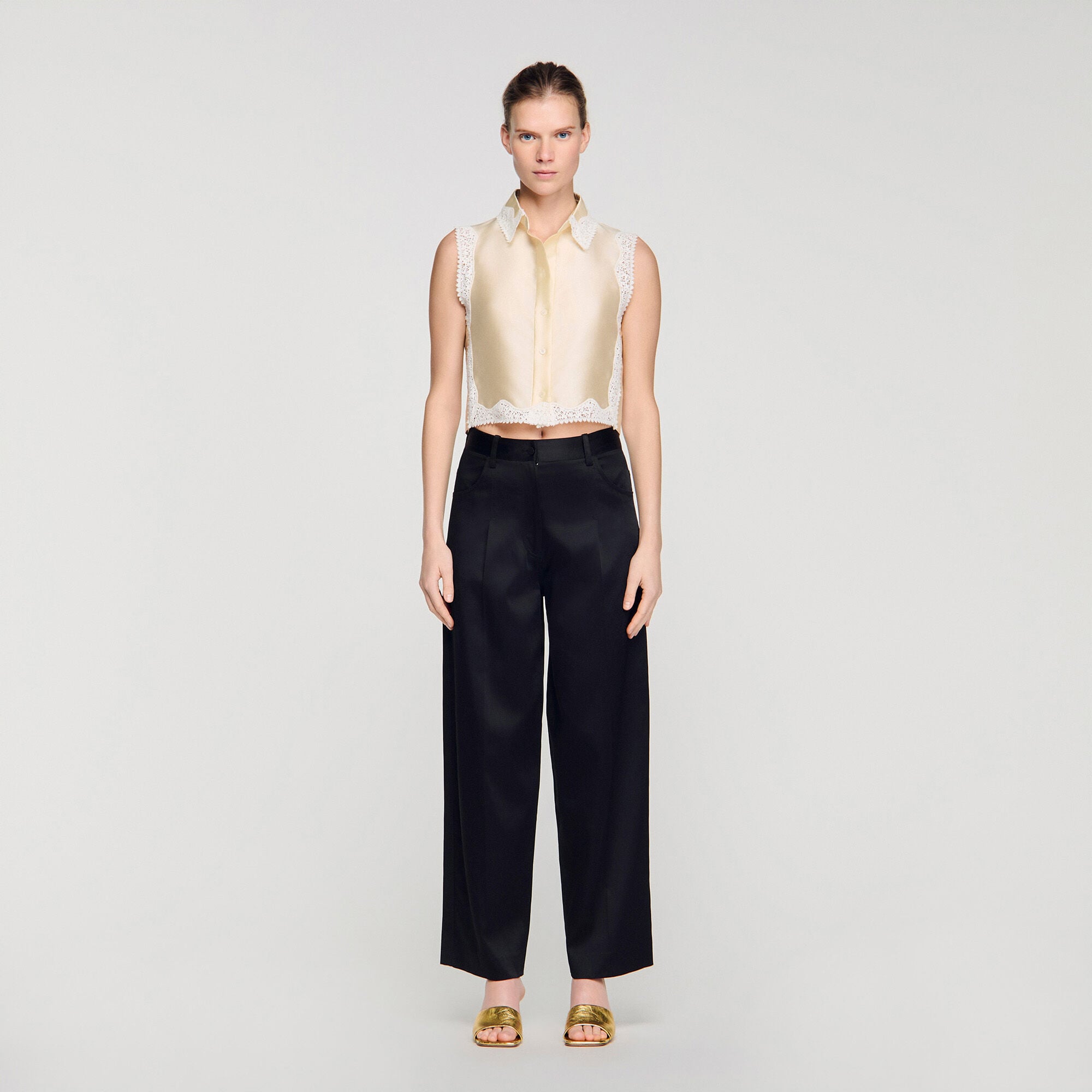 Pantalon wijd satijn