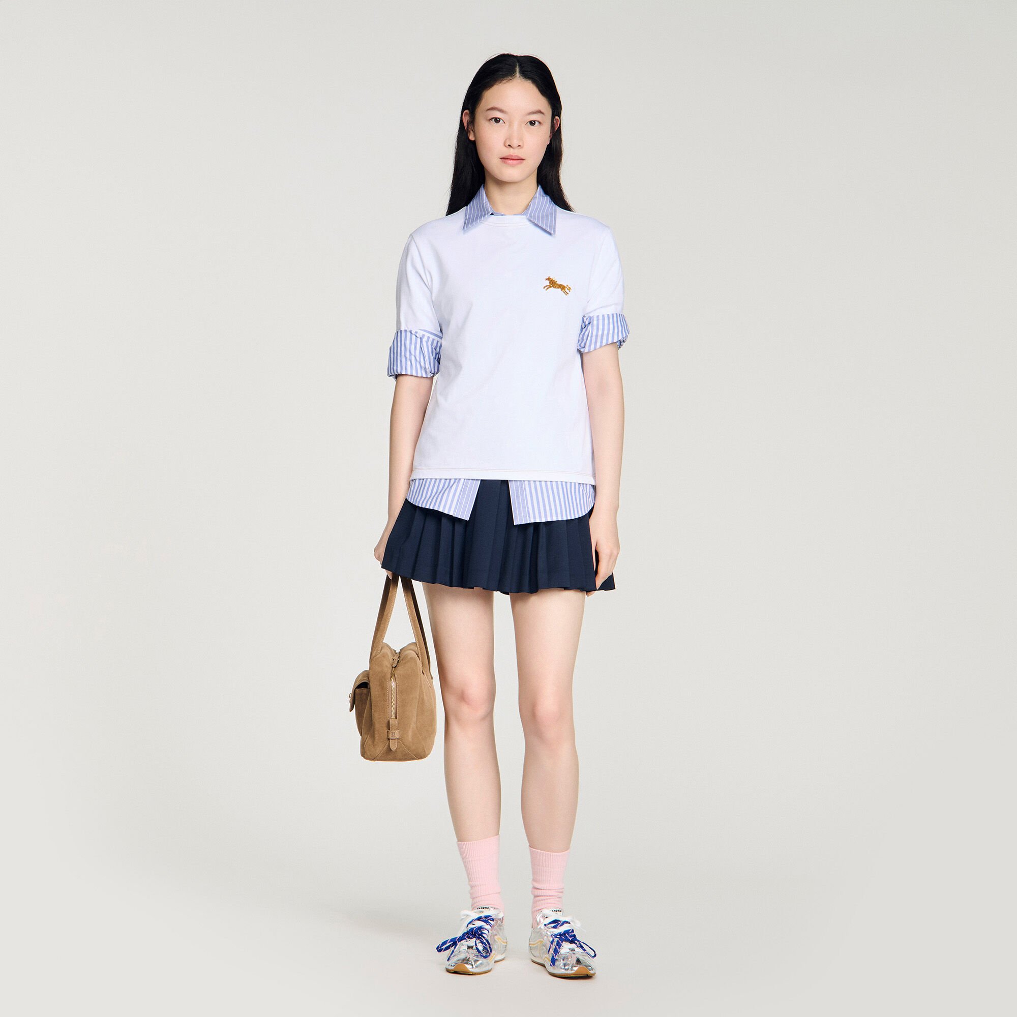 T-shirt katoen geborduurd paard