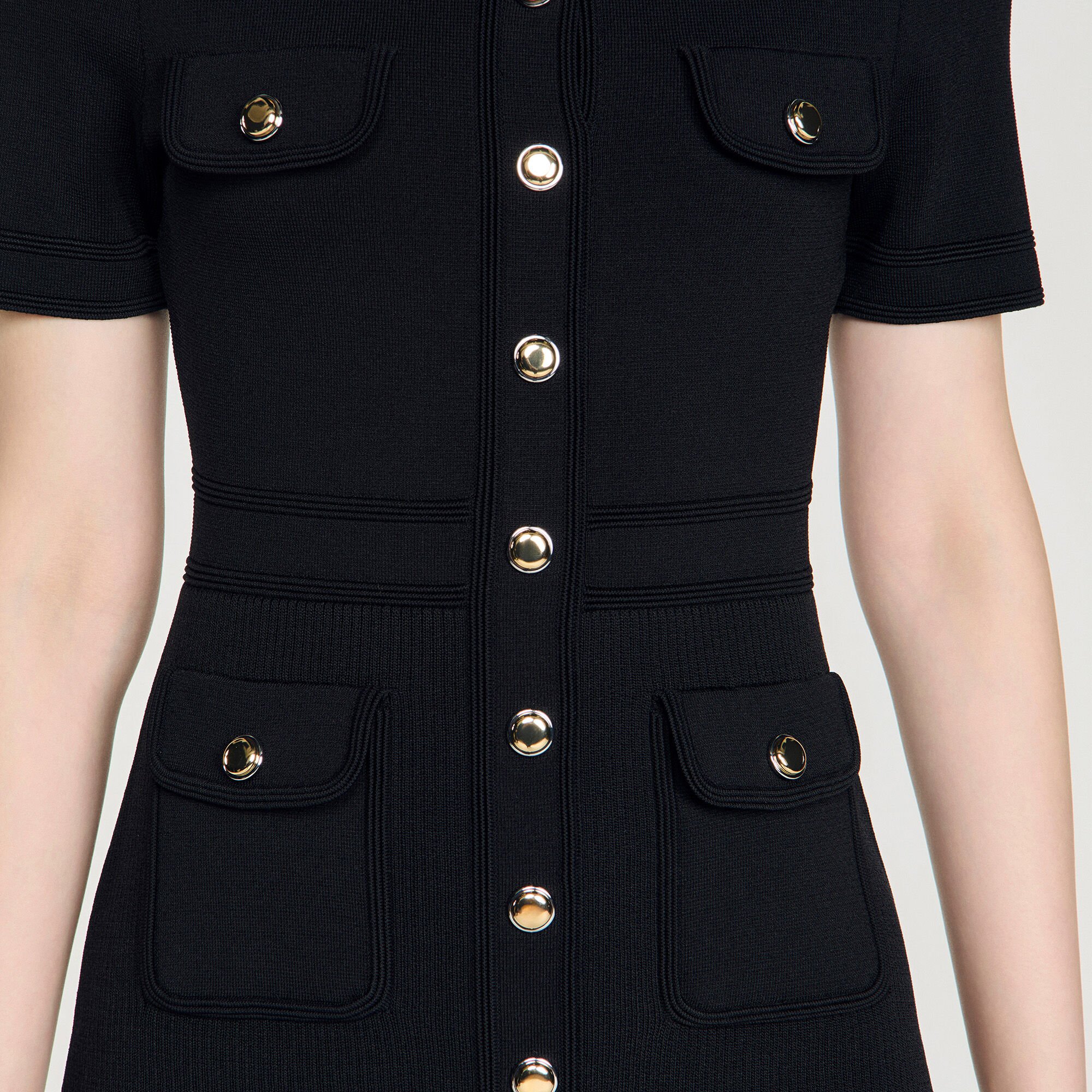 Korte jurk tricot met knoopsluiting