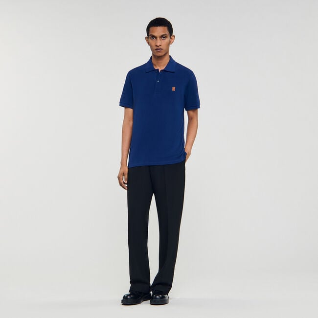 Poloshirt met leren logo