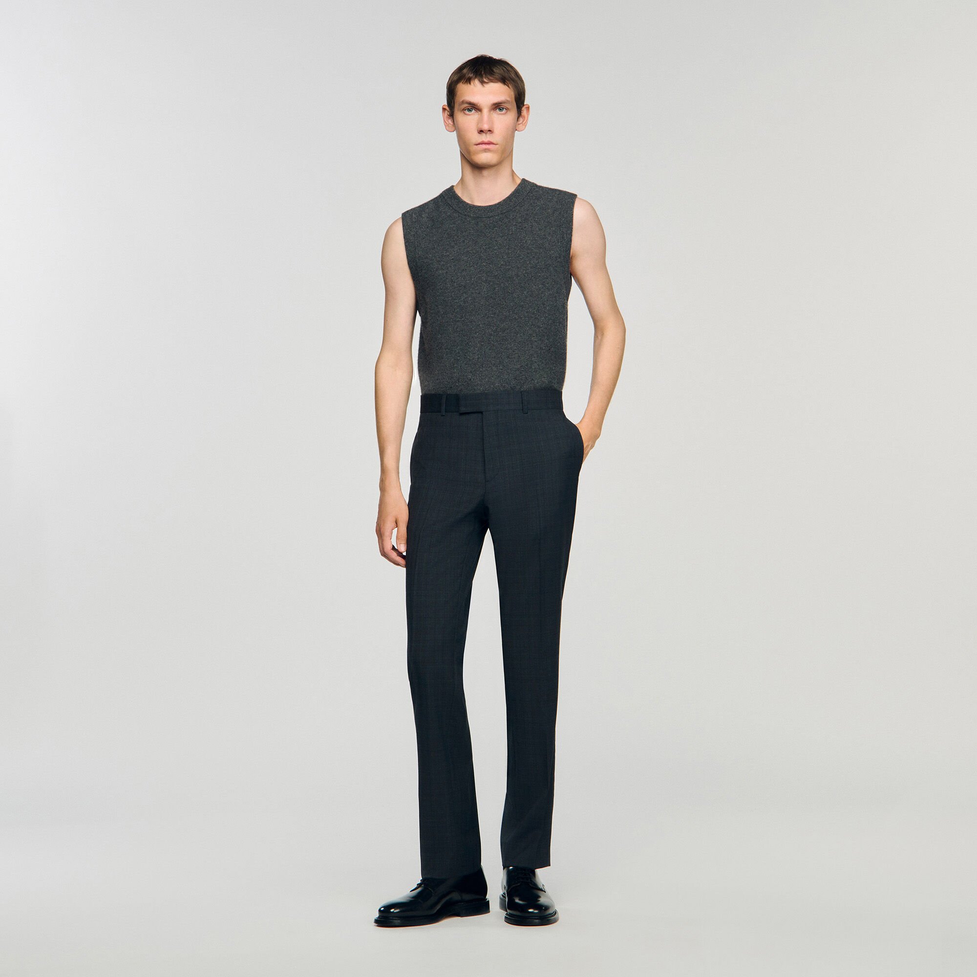 Geruite wollen pantalon