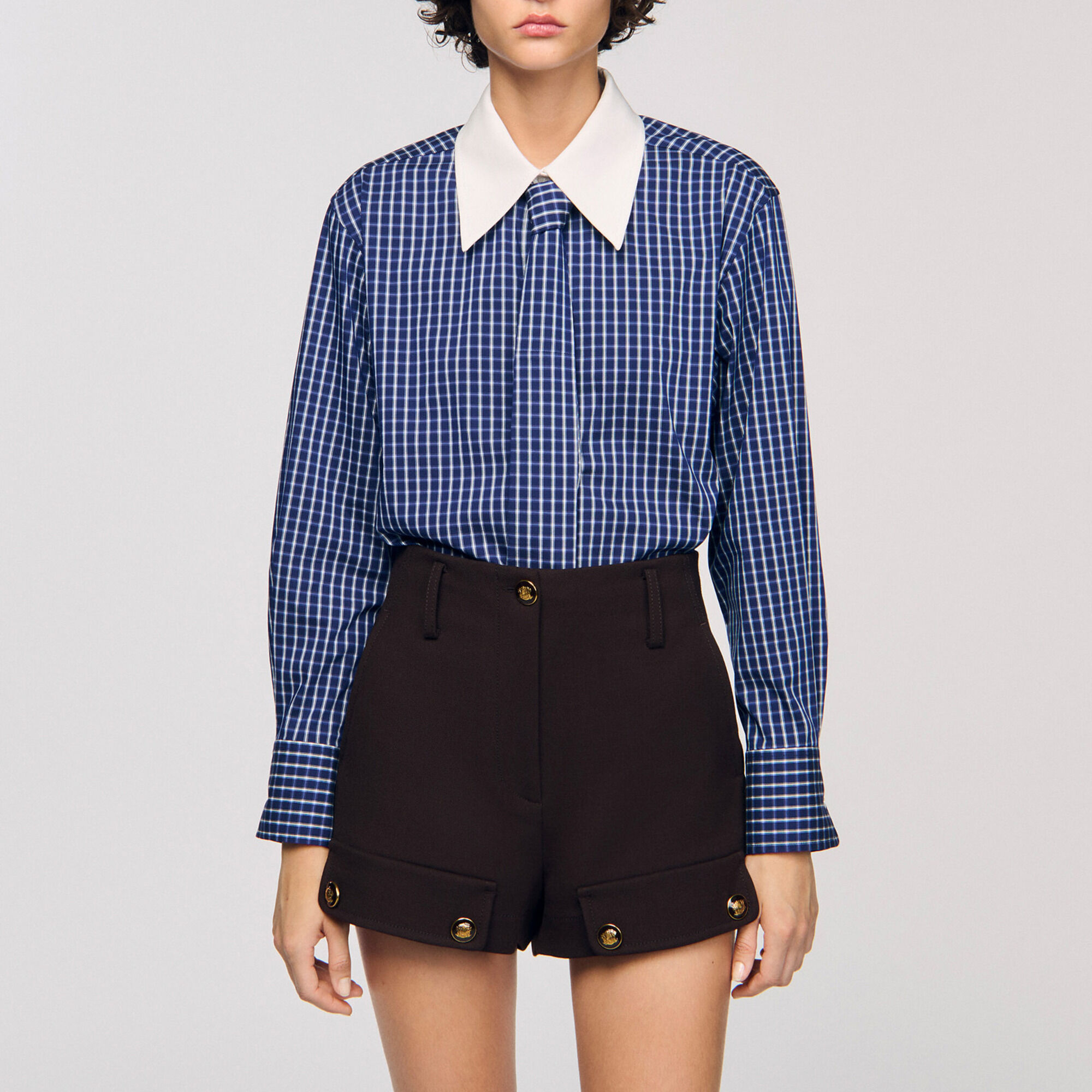 Overhemdblouse ruit en stropdas - Vrouw | Sandro