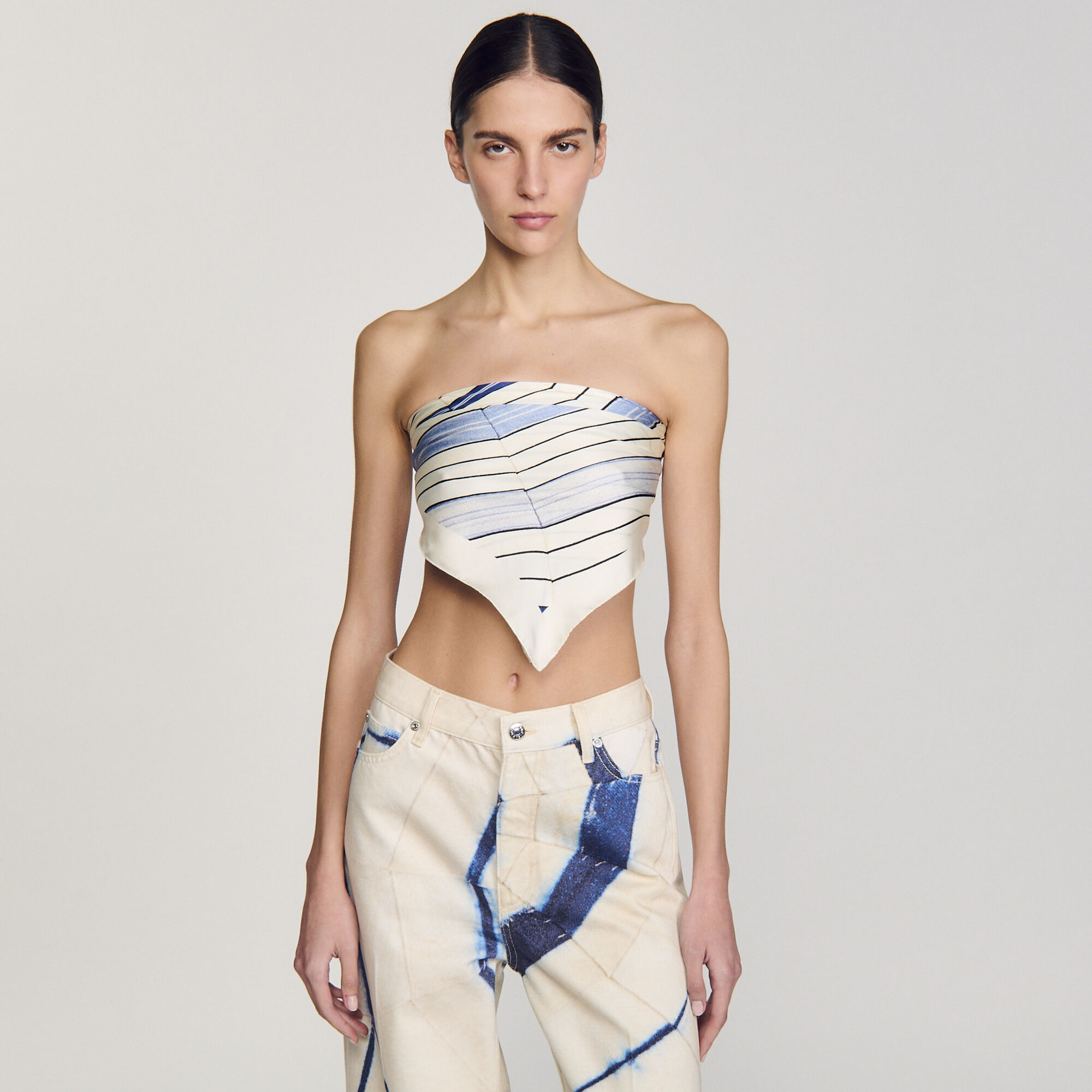 Foulard zijde met gestreepte print