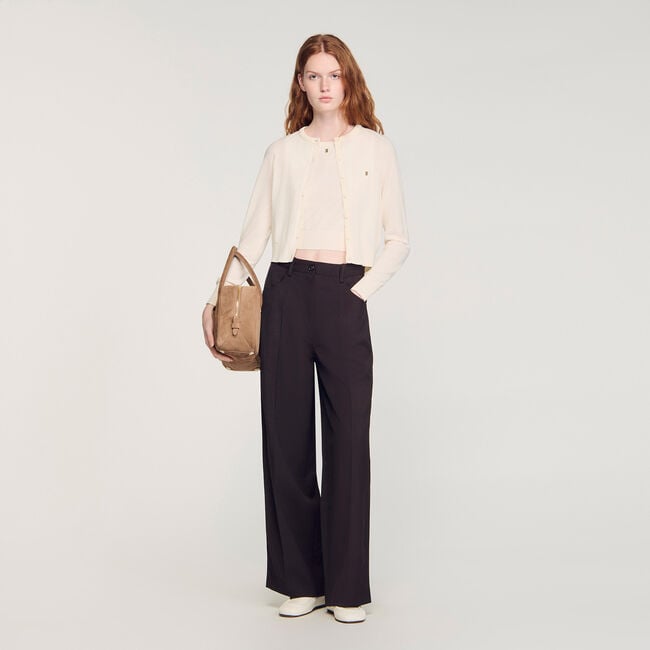 Kort cardigan met gewatteerde kraag