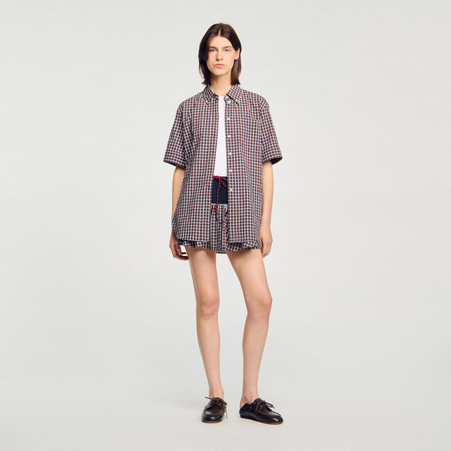 Overhemdblouse oversized geruit