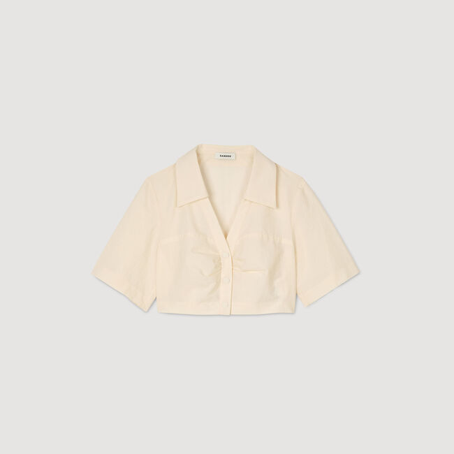 Korte overhemdblouse geplooid