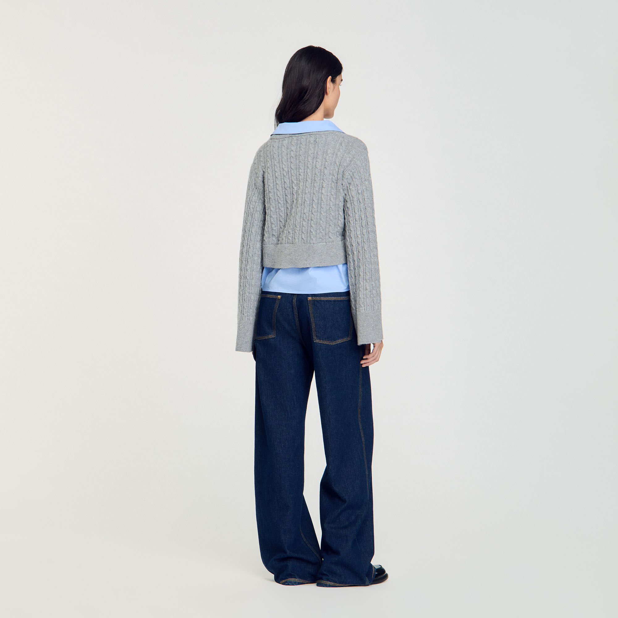 Cardigan vest afneembare overhemdkraag