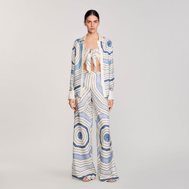 Pantalon wijd Spirales print