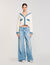 Cardigan vest met denim