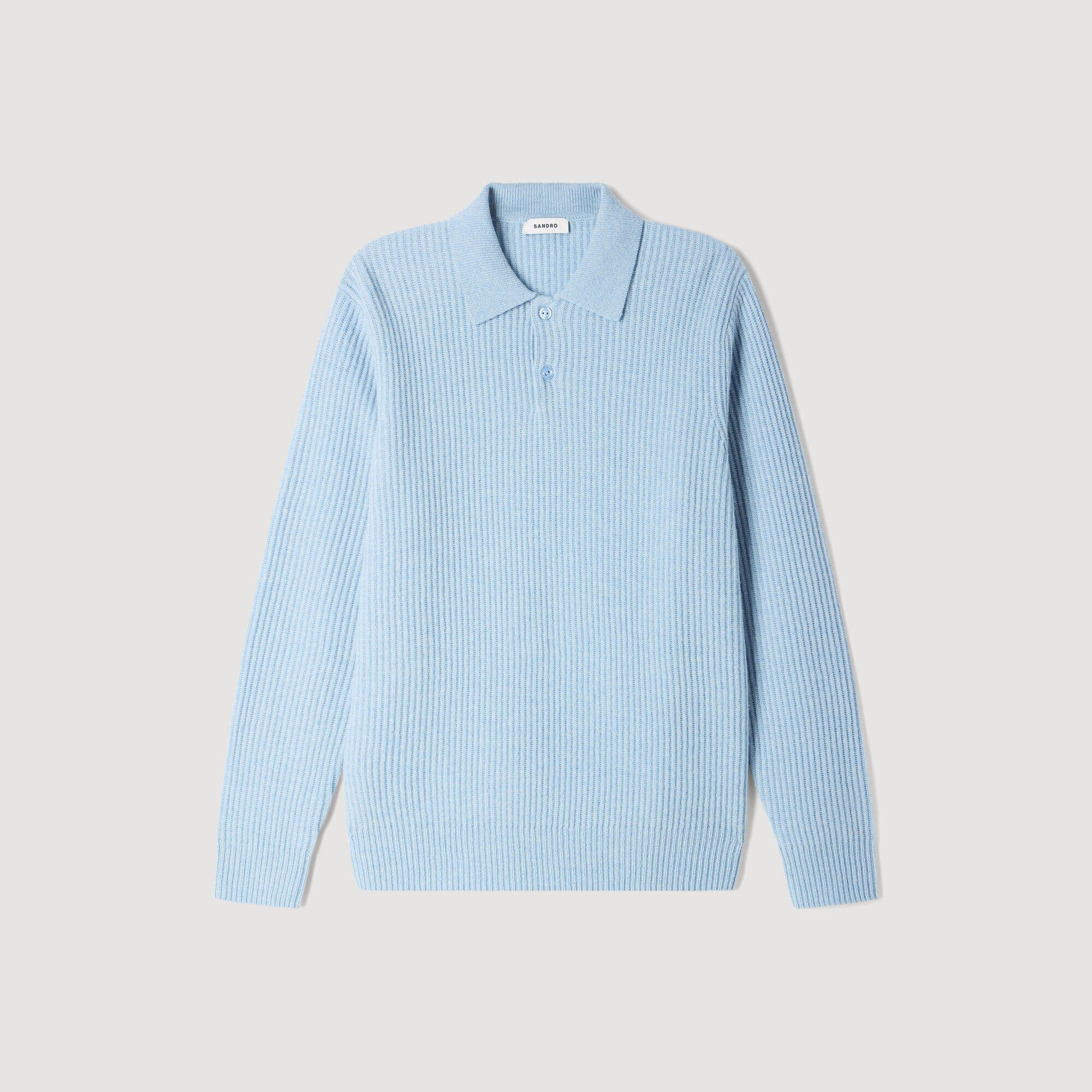 Ribgebreide wollen polo