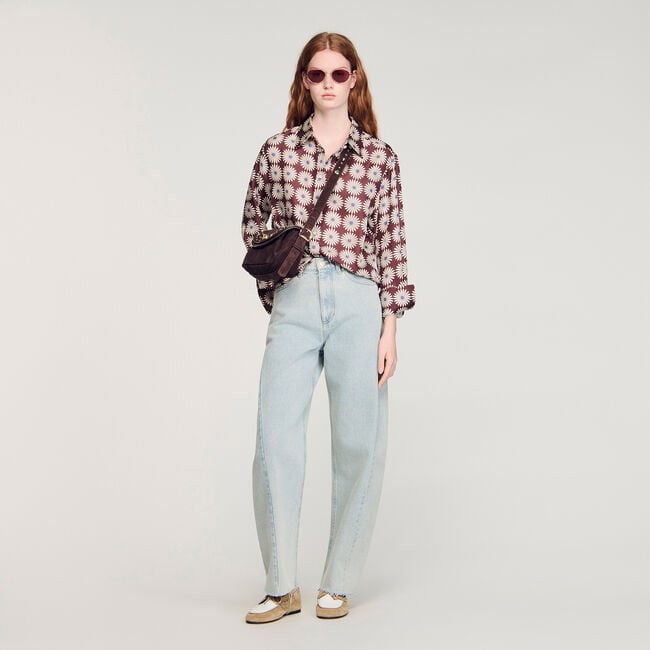 Overhemdblouse zijde bloemenprint