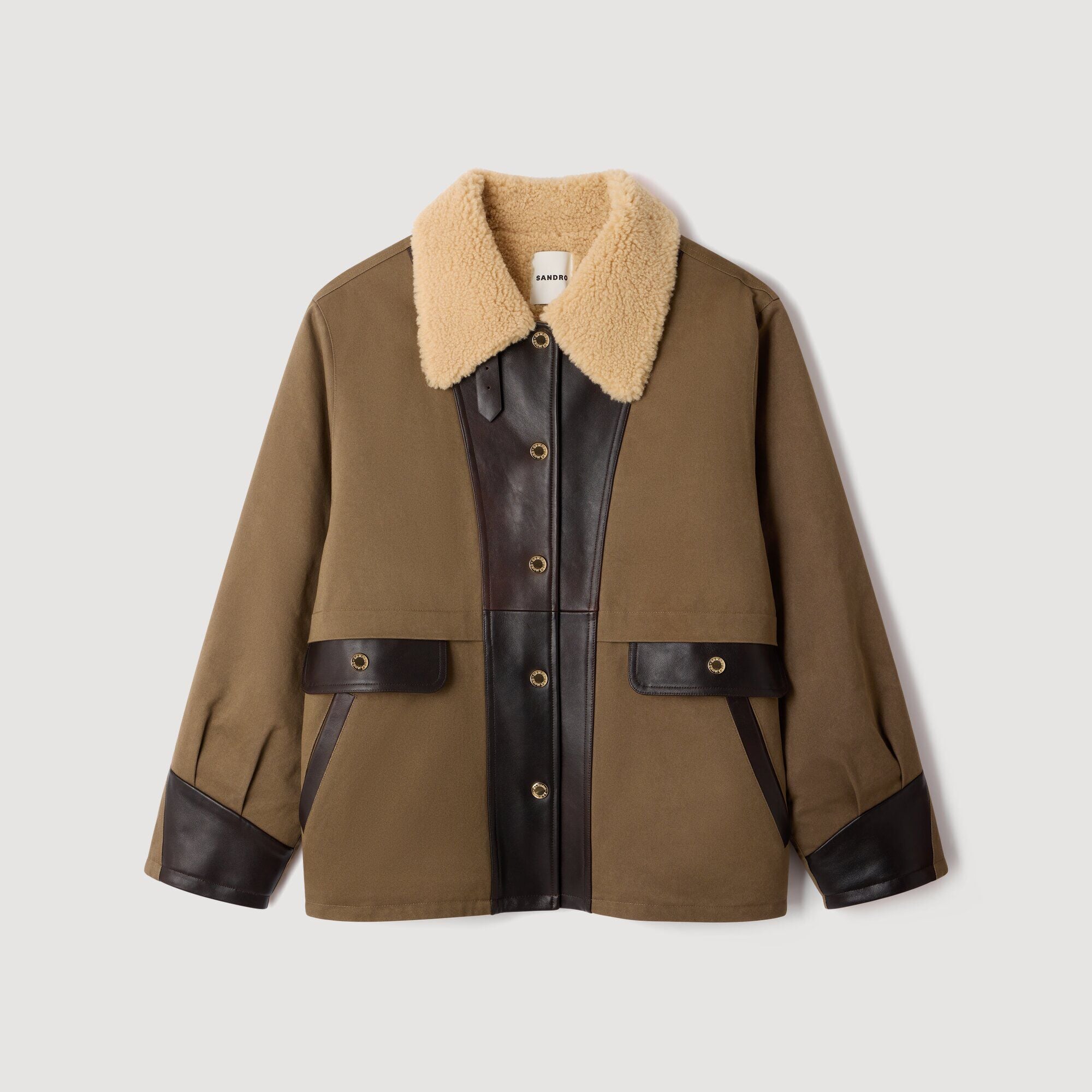 Tweekleurige jas van shearling - Vrouw | Sandro